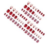 VILLCASE 72pcs Manicure Patches Fake Nails Christmas Deer Snowflakes Xmas False Nail Tips for Home and Salon Art