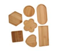 VILLCASE 7pcs DIY Bamboo Mosaic Trays for Crafts Blank Decorative Coaster Bases in Various Shapes Including Square Circle Hexagon Heart Oval Rectangle Flower Creative Art Plates for Home
