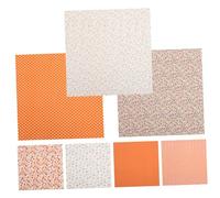 VILLCASE 7pcs Orange Floral Plain Cotton Fabric Set 50x50cm DIY Patchwork Quilting Materials for Handmade Sewing Projects