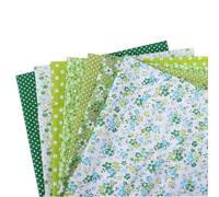 VILLCASE 7pcs Patchwork Cotton Cloth Set Small Floral Print, Easy to Iron and Machine Cutting, for DIY Crafts, Decorations and School Items, Green Fabric for Sewing and Quilting