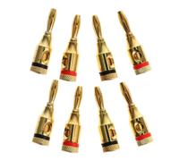 VILLCASE 8pcs 4mm Gold Plated Banana Plug Speaker Cable Connectors Metal Stackable Audio Wire Plugs for Bi-wiring and Running Multiple Sets of Speakers