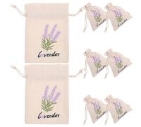 VILLCASE 8pcs Embroidered Lavender Sachet Drawstring Bags, 10x14cm Reusable Canvas Pouches for Jewelry Storage, Wrapping, and Closet Organization in Bulk