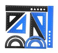 VILLCASE 8pcs Metal Geometry Ruler Set with Protractor and Triangles Precision Measuring Tools for School Office and Drafting Portable Compact Storage Box Included