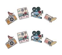 VILLCASE 8pcs Retro Camera Brooch Pins Set, Vintage Alloy Photography Lapel Pins with Realistic Sculpture Design, Portable Accessories for Bouquet and Event Attire Decoration