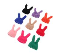 VILLCASE 9pcs Mini Knitted Doll Hats with Bunny Ears Handmade Miniature Beanies for Doll Dress-up Festive Accessories and DIY Decorations in Multiple Colors