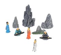 VILLCASE 9Pcs Miniature Resin Garden Figurines Ancient Chinese Elder Playing Piano Bonsai Ornaments Micro Landscape Decorations for Zen Garden Fish Tank Rockery Statues