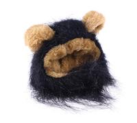 VILLCASE Adjustable Black Cat Lion Wig Hat with Ears, Nonirritating Polyester and Velvet Fancy Dress Headgear for Small Dogs and Puppies, for Festival or Masquerade Party Costume