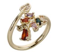 VILLCASE Adjustable Leaf Finger Ring with Finely Detailed Metal Elements, Minimalist Geometric Design Featuring Delicate Flower Accents, Versatile Style for Everyday Wear, Assorted Colour