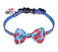 VILLCASE Adjustable Nylon Cherry Bowtie Cat and Puppy Collar with Bell, Comfortable and Elegant Decorative Design for Festival Parties and Outdoor Use
