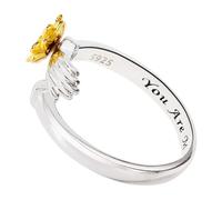 VILLCASE Adjustable Sunflower Rotating Silver Ring for Women, Open Hug Ring Jewelry You Are My Sunshine Lettering, Suitable as Gift for Daughter and Granddaughter