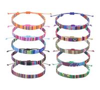 VILLCASE Adjustable Woven Cloth Bracelets Bracelets Hand-woven Wristbands 10pcs Ethnic Style Retro String Wrap for Beach Surfing