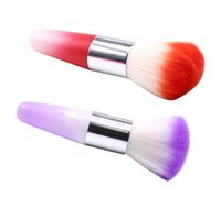 VILLCASE Artificial Fiber Makeup Brush Nail Art Dust Brush Powder Cleaner with Easy Application 2pcs Random Color for Acrylic Nails Professional Manicure Use and Personal DIY at Home