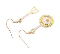 VILLCASE Asymmetrical Kitchen Jewelry Earrings with Cute Fried Egg Pan Spatula Charms Lightweight Food Charm Dangle Earrings for Women Sensitive Skin Daily Wear