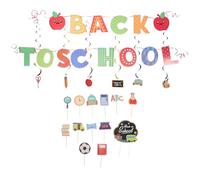 VILLCASE Back to School Banner Decoration Set, 4pcs Spiral Garland and Hanging Flags for Classroom and Kindergarten, School Party Ceiling Decor