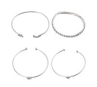 VILLCASE Bangle Set with Multi-layer Design for Women Silver Alloy 4pcs Featuring Heart, Star, Moon, and Love Shapes and Delicate Workmanship, Easy to Match and Fits Most People