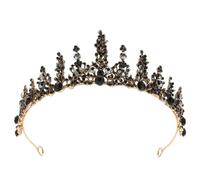 VILLCASE Baroque Black Crown Headdress for Bride Wedding Dress Accessory, Birthday Headwear with Crystal Decor, Vintage Queen Tiara for Party and Prom