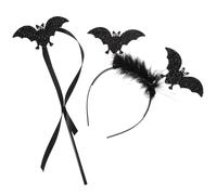 VILLCASE Bat Headband and Wand Set Unique Delicate Design Halloween Comfortable Fabric and Plastic Material Random Color for Women for Carnival and Fancy Dress Parties