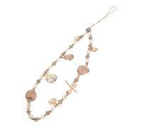 VILLCASE Beige Beaded Phone Chain Lanyard Anti-Lost Mobile Phone Wrist Strap Holiday Style DIY Decorative Charm for