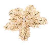 VILLCASE Beige Flower Sequin Applique Patch with Secure Stitching and Multilayered Polyester Design, Three Dimensional Style Embellishment for Hats and Backpacks at Events