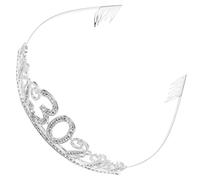 VILLCASE Birthday Tiara Crown Rhinestone Alloy Headwear Charming Appearance Easy to Wear Easy to Take off Silver for Photo Activity and Birthday