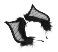 VILLCASE Black Bat Ears Headband Elastic Design and Faux Fur Material, Comfortable Halloween Costume Headwear for Parties and Dress, Realistic Gothic Demon Inspired Hair Accessory