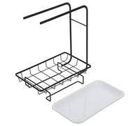 VILLCASE Black Wall Mounted Kitchen Sponge Dishcloth Rack with Three Rods Waterproof Carbon Steel and Plastic Construction Practical Dual-purpose Drying and Storage Rack for Kitchen Use