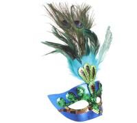VILLCASE Blue Peacock Plume Venetian Masquerade Party Mask with Plastic and Cloth Material, Lasting Decoration for Carnival and Party Use, Chic and Delicate Half-face Mask Accessory