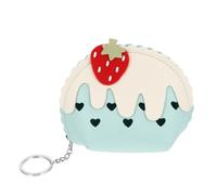VILLCASE Blue Pu Leather Strawberry Coin Purse for Women Lightweight Multi-Purpose Storage Mini Wallet Suitable for Go and Work