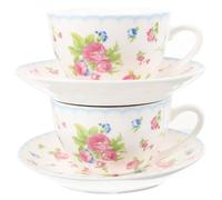 VILLCASE Bone China Tea Cup Saucer Set 150ml with Convenient Use and Delicate Craft for New Housewarming or Holiday Commemoration, Simple Design and Lovely Retro Pattern