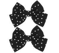 VILLCASE Bow Shoe Clips with Detachable Vintage Dot Pattern for Women, Breathable Material Decorative Clips for Flats, Sandals, Boots and Wedding Parties