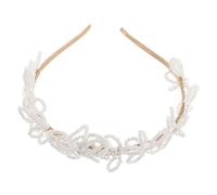 VILLCASE Bridal Headband Simulated Flower and Pearl Embellishments Elegant Floral Beaded Headband for Wedding Hair Accessories for Bride and Holy Communion Hair Accessories