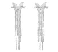 VILLCASE Butterfly Hair Clips Elegant and Delicate Design 2pcs with Sparkling Rhinestone Tassels Silver Alloy Material for Women for Weddings and Parties