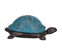 VILLCASE Cast Iron Turtle Figurine Turtle Garden Decoration Secret Key Holder Tortoise Ornament Statues Iron Cast Key Hider Tortoise Decor Blue