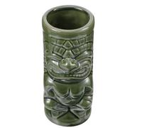 VILLCASE Ceramic Cocktail Cup 370ml Green Tiki Style Creative Round Wine and Cocktail Glass for Bar Use and Home Use