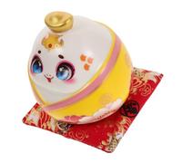 VILLCASE Ceramic Snake Coin Bank Handmade Money Box with Intricate Year Snake Design for Home Office Decor Yellow Piggy Bank Figurine Symbolizing Luck and Prosperity