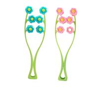 VILLCASE Cheek Roller Massagers Thin Face Massagers 2 Pcs 22.20X6.50X3.00Cm Creative Flower Shape with 6 Roller Wheels Enhancing Skin Elasticity Smoothing Neck Wrinkles