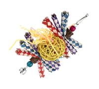 VILLCASE Chewable Parrot Foraging with Bell Pendant Safe Shredding and Climbing for Parakeet Cage Accessories Hanging Swing for Budgies Cockatiels Conures African Grey and Random Color