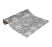 VILLCASE Christmas Table Runner 108 Inches Roll, Grey with White Snowflakes Pattern, DIY Cuttable Linen Textured Table Cloth Runner for Winter Holiday Dining Desk Fireplace Decoration (11 x 108 Inch