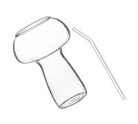 VILLCASE Cocktail Glass Unique Mushroom Shaped Creative with Straw Glass Drinkware Economic Design for Bar Use for Whiskey and Cocktail Drinks