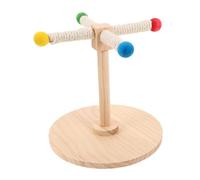 VILLCASE Colorful Wooden Rotating Perch Windmill Design for Budgies and Parrots, Stable Construction Training Perch Made Wood and Hemp Rope, for Interactive Play in Homes and Pet Stores