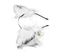 VILLCASE Cosplay Plush White Fox Ears Headband Bell, Masquerade Hair Accessory for Party and Christmas, Soft Foxes Ears Hair Band for Women and