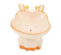 VILLCASE Creative Ceramic Pet Bowl Elevated Food Water Dish for Large Dogs Cats Cartoon Pattern Ceramic Feeder for Indoor Outdoor Use Cat Bowl