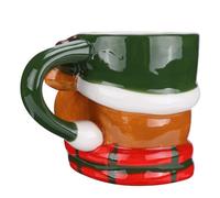 VILLCASE Creative Ceramic Reindeer Christmas Mug with Unique Shape, for Office and Festive Holiday Use, Christmas Cup Gift