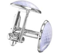 VILLCASE Crystal Glass and Metal Golf Cufflinks Pair, Silver Small Suit Studs for Men and Women, Business and Casual Shirt Accessories, 0.98 X 0.70 Inch, for Golf Events