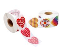 VILLCASE Decorative Label Stickers Envelope Sealing Stickers with Raflacoat Self-Adhesive Material, Multi-Function 2 Rolls of 500pcs Heart-Shaped for Weddings and Parties