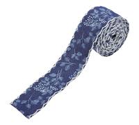 VILLCASE Denim Ribbon with White Thread Lace Edge 3.8cm Wide 4 Yards Jean Fabric Tape for Sewing DIY Hair Accessories Upholstery and Craft Projects