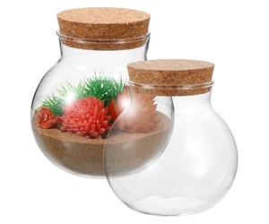 VILLCASE DIY Micro Landscape Ecological Bottle 4.33 Inch Airtight Glass Terrarium Jar with Cork Stopper for Plant Terrarium and Indoor Decorative Use