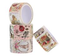 VILLCASE DIY Scrapbook Sticker Retro Paper Stickers 4 Rolls Vintage Plant Mushroom Design Creative Craft Decoration for Hand Account Journal Diary Scrapbooking