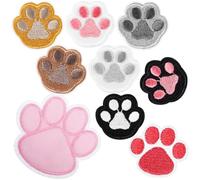 VILLCASE Dog Paw Iron-On Patches 9 Pcs - Embroidered Polyester for Quick No-Sew Application & Fade-Resistant Wash Durability - for Jackets, Backpacks, Hats, DIY Clothing Projects