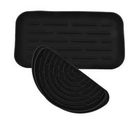 VILLCASE Drip Tray for Fridge Water Dispenser and Silicone Draining Board Set, Black 2pcs Kit with Trimmable Half-moon Drip Pan, Kitchen Counter Water Catcher for Coffee Machines